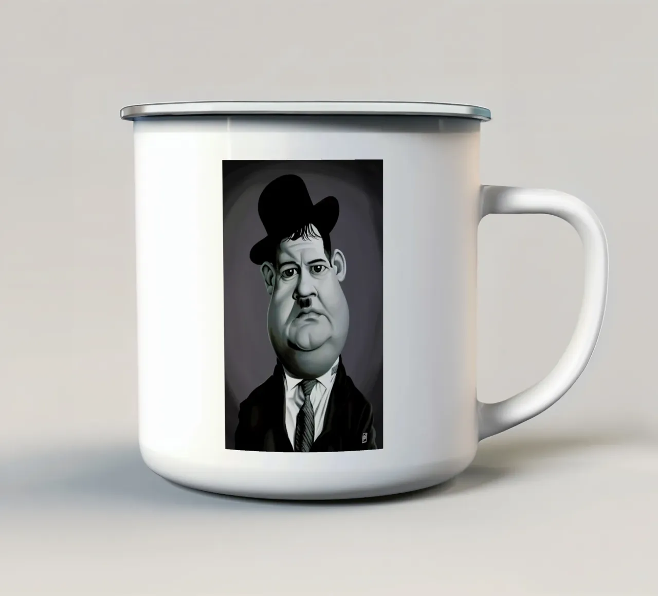 Oliver Hardy tazza in smalto da Rob Art | Illustration