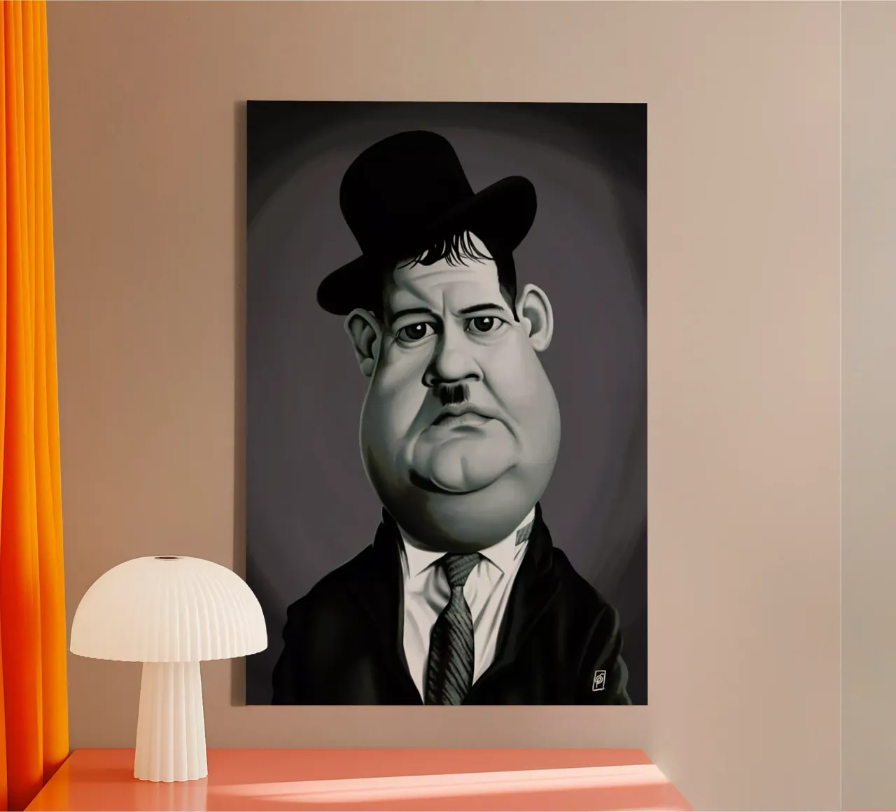Oliver Hardy canvas by Rob Art | Illustration