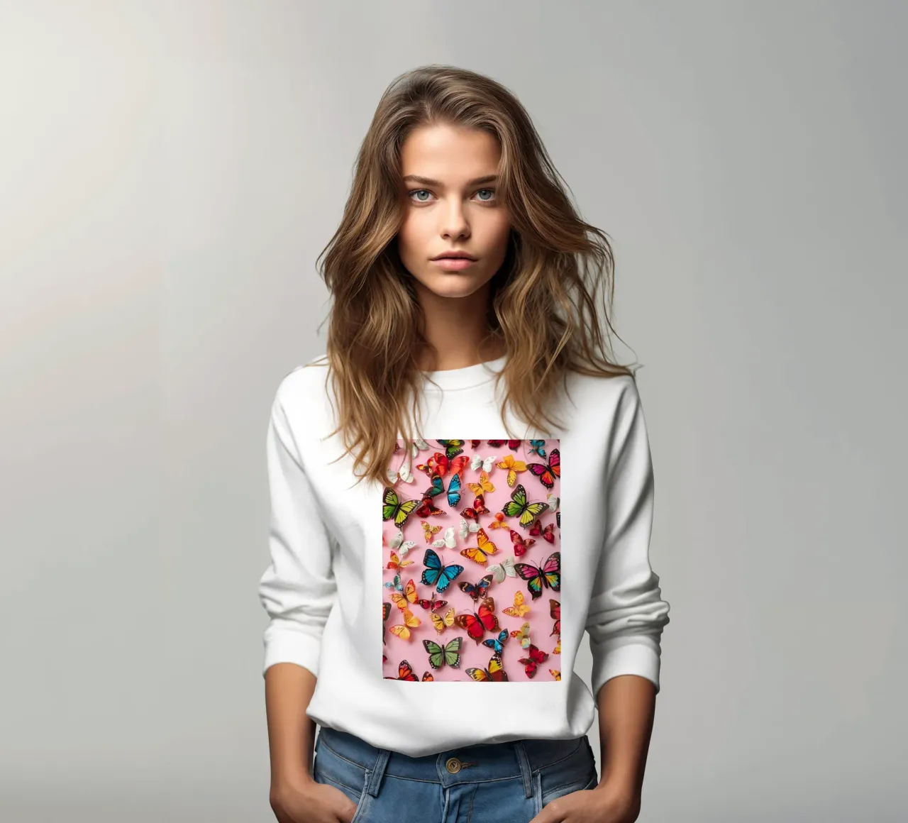sfondo rosa con bellissime farfalle felpa da DesignDoodle