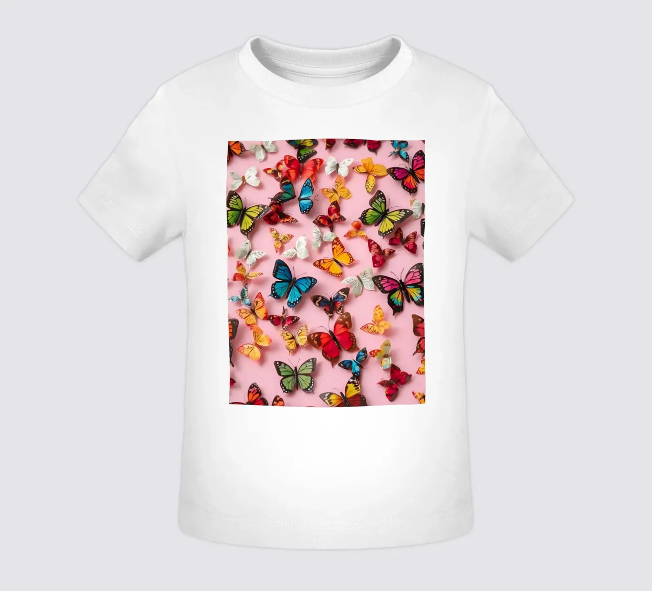 sfondo rosa con bellissime farfalle maglietta neonato da DesignDoodle