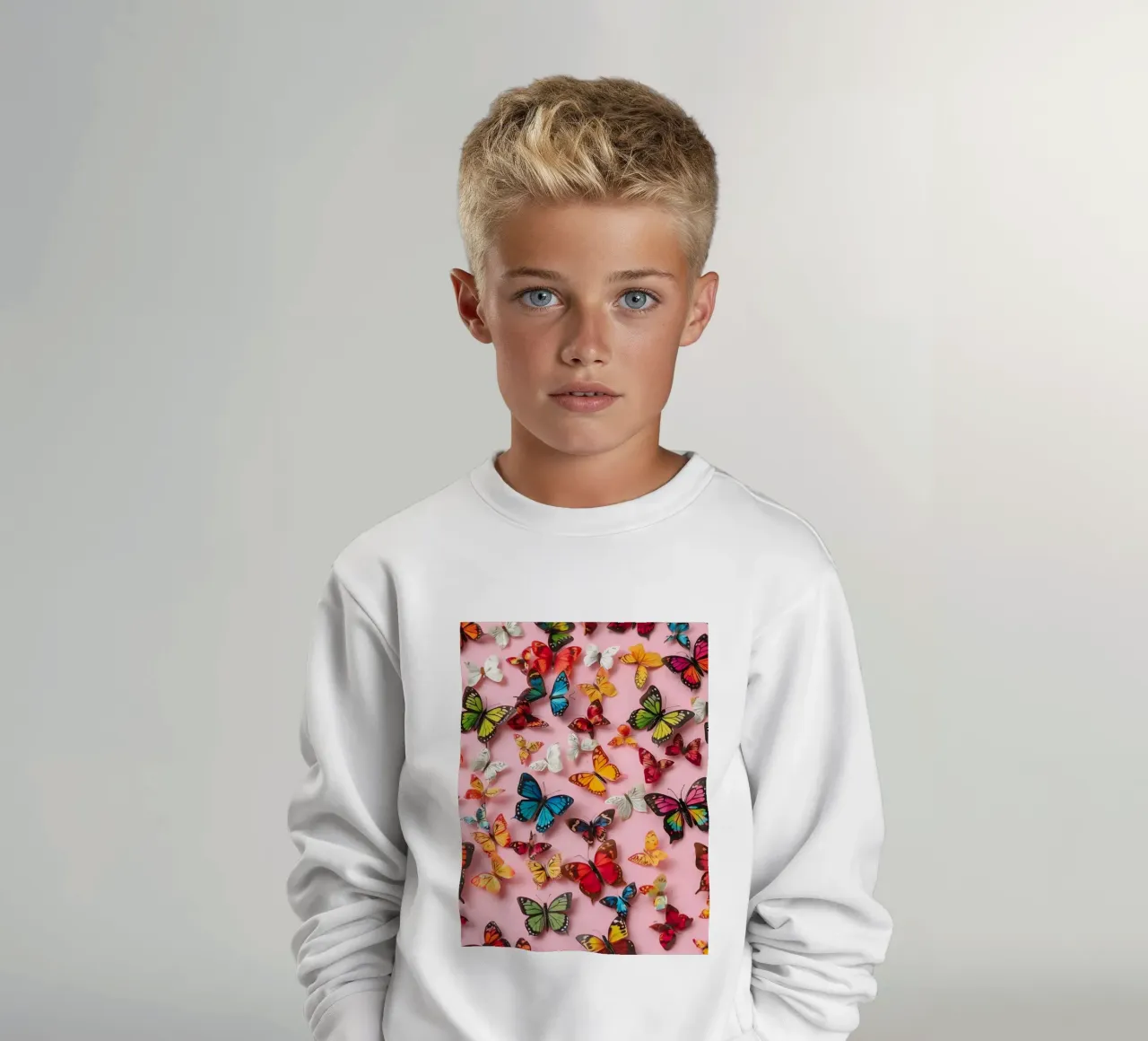 sfondo rosa con bellissime farfalle felpa bambino da DesignDoodle