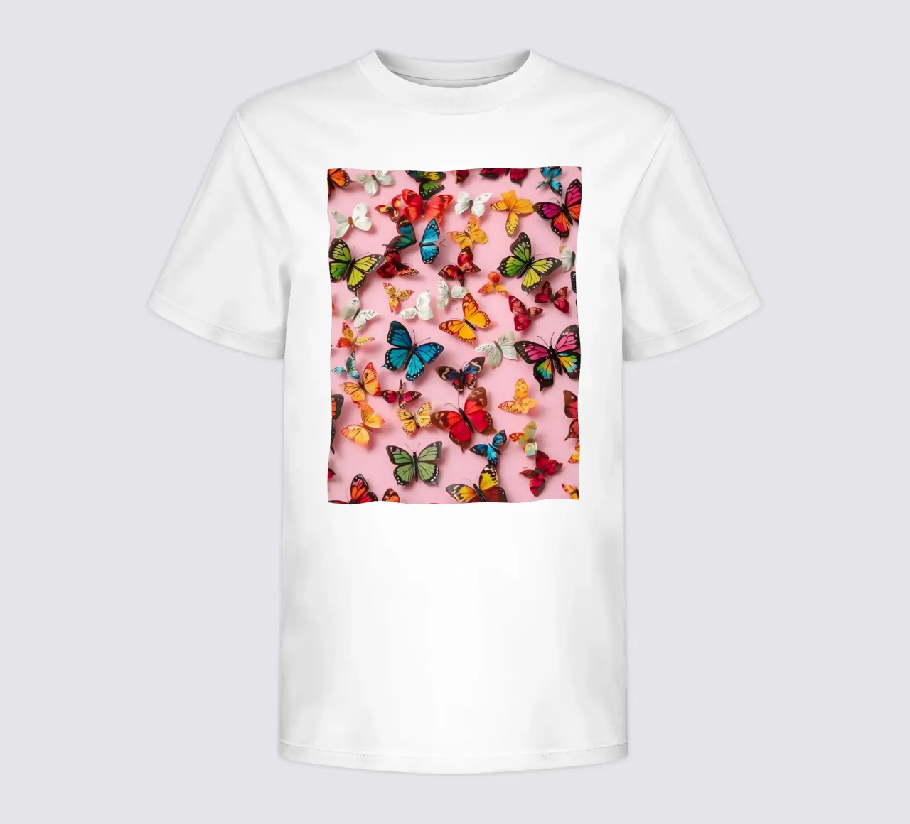 pink background with beautiful butterflies kids t-shirt by DesignDoodle