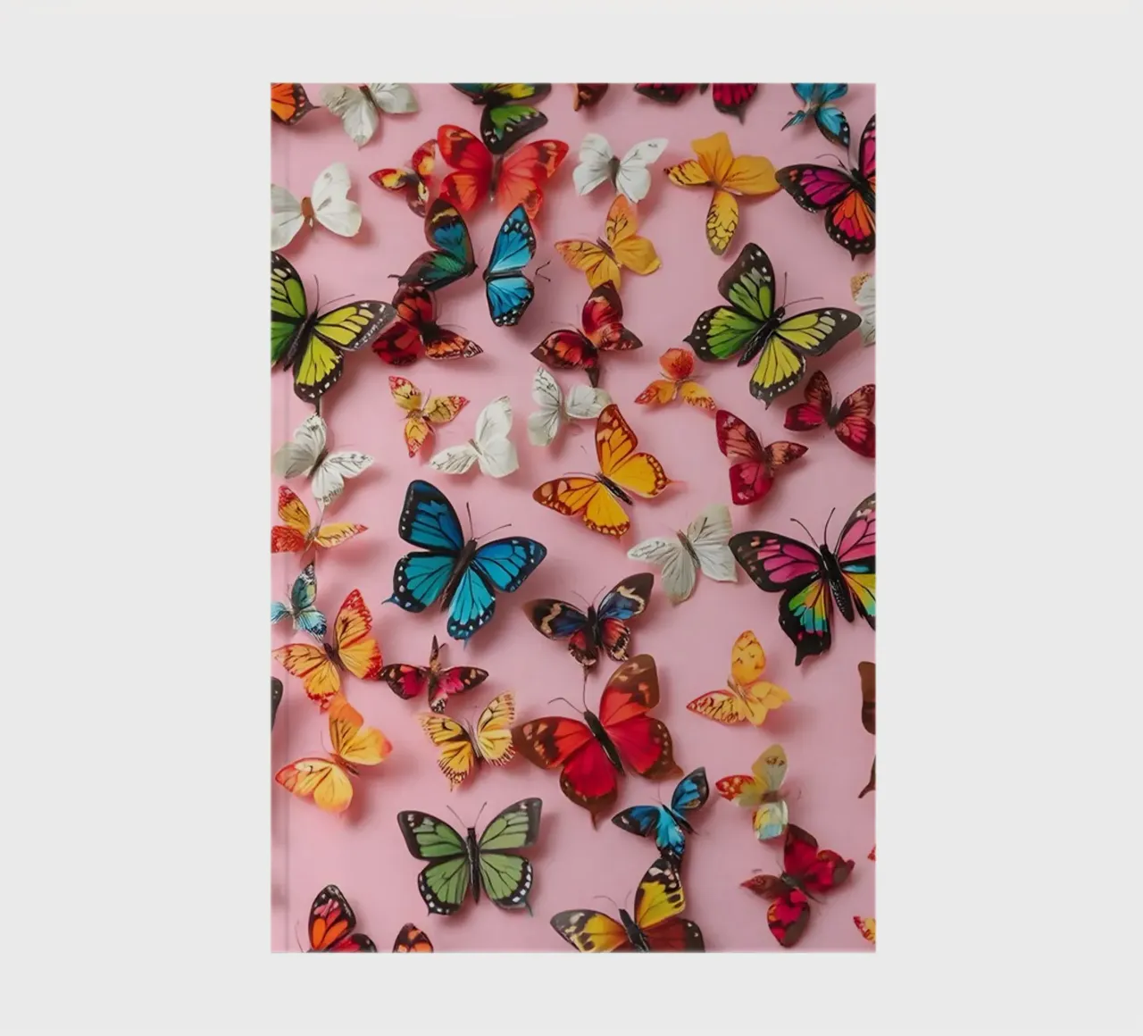 pink background with beautiful butterflies notebook by DesignDoodle