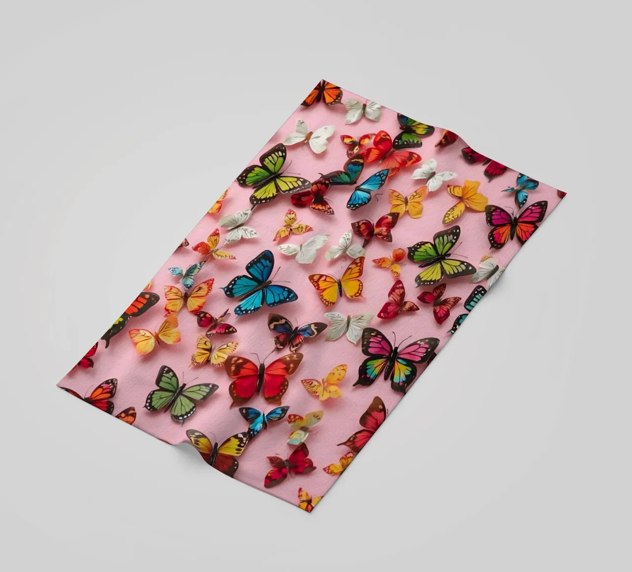pink background with beautiful butterflies beach towel by DesignDoodle