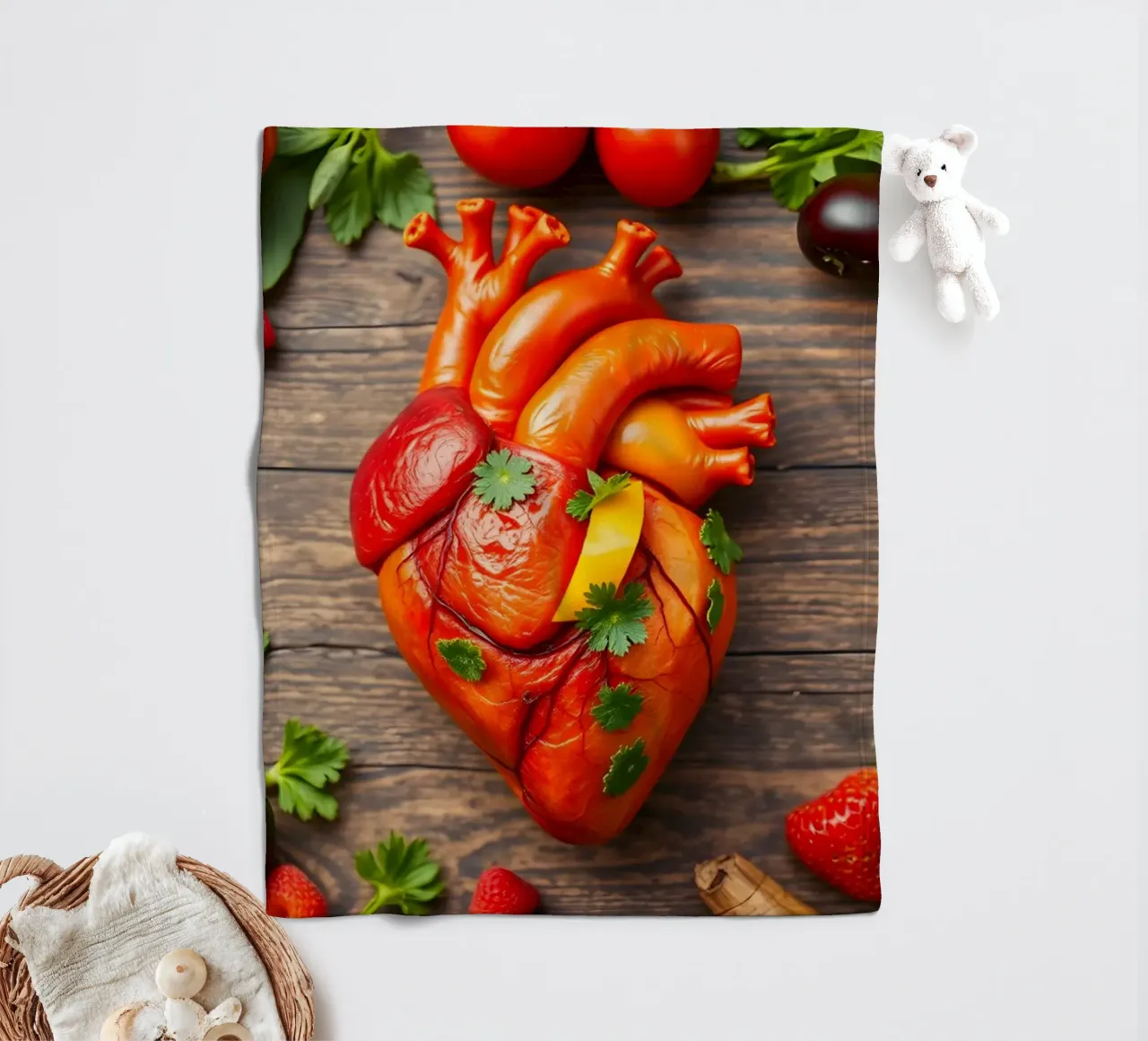 frutta e verdura fresca a forma di cuore coperta in pile da DesignDoodle
