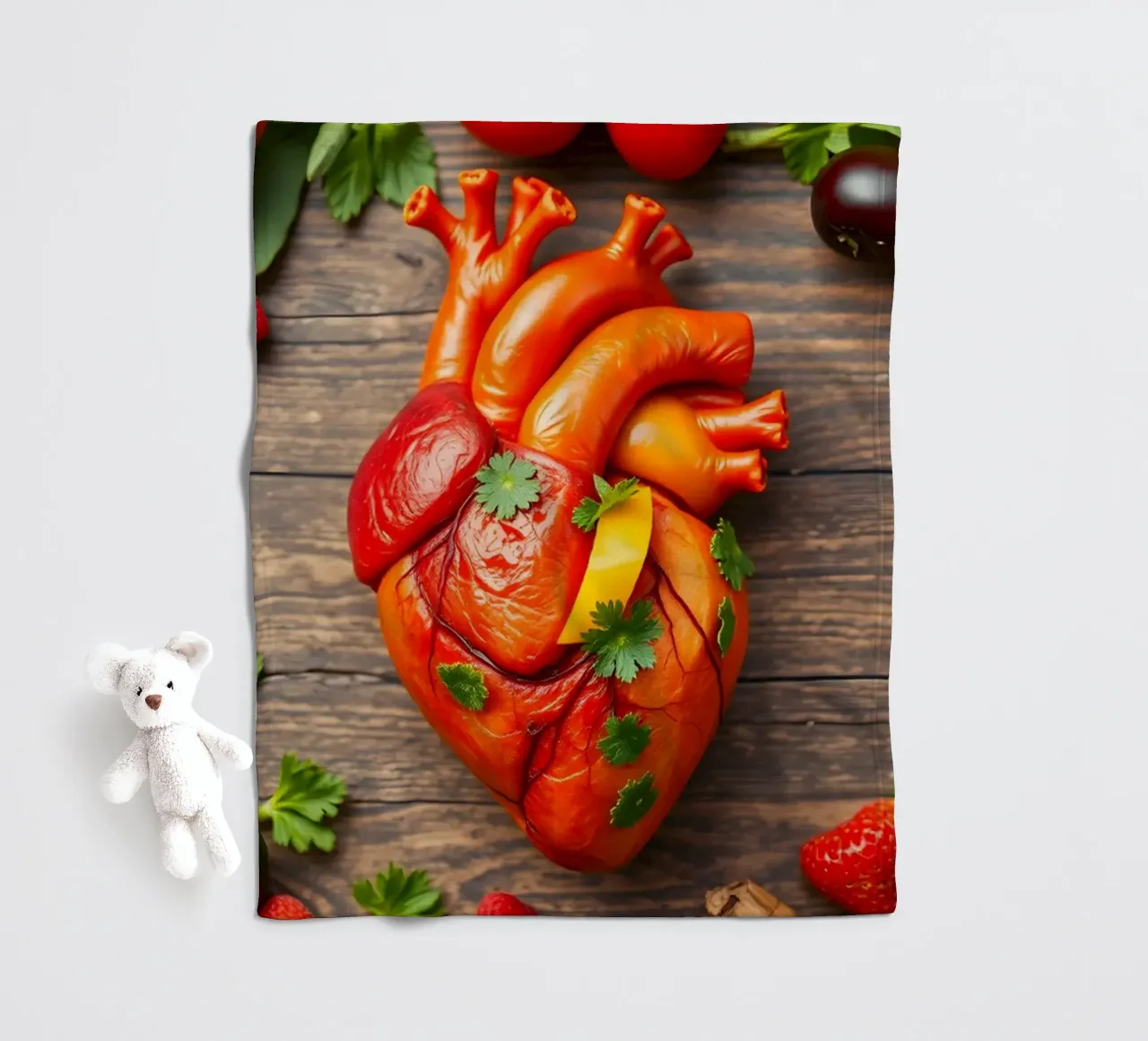 frutta e verdura fresca a forma di cuore coperta in pile da DesignDoodle