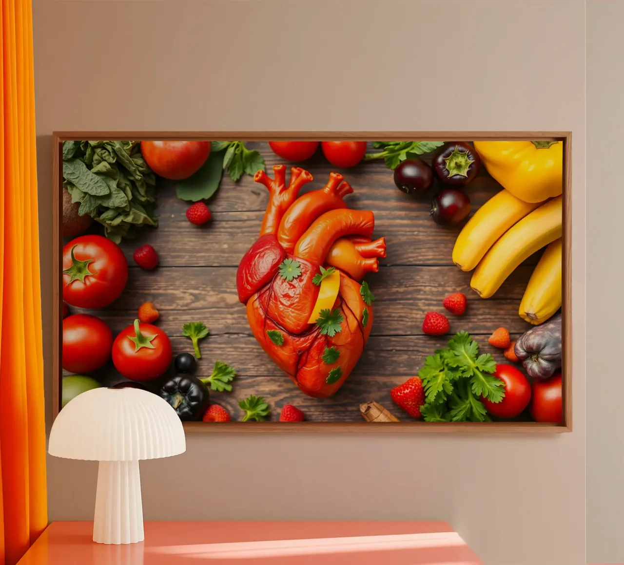 frutta e verdura fresca a forma di cuore tela con Cornice a cassetta da DesignDoodle