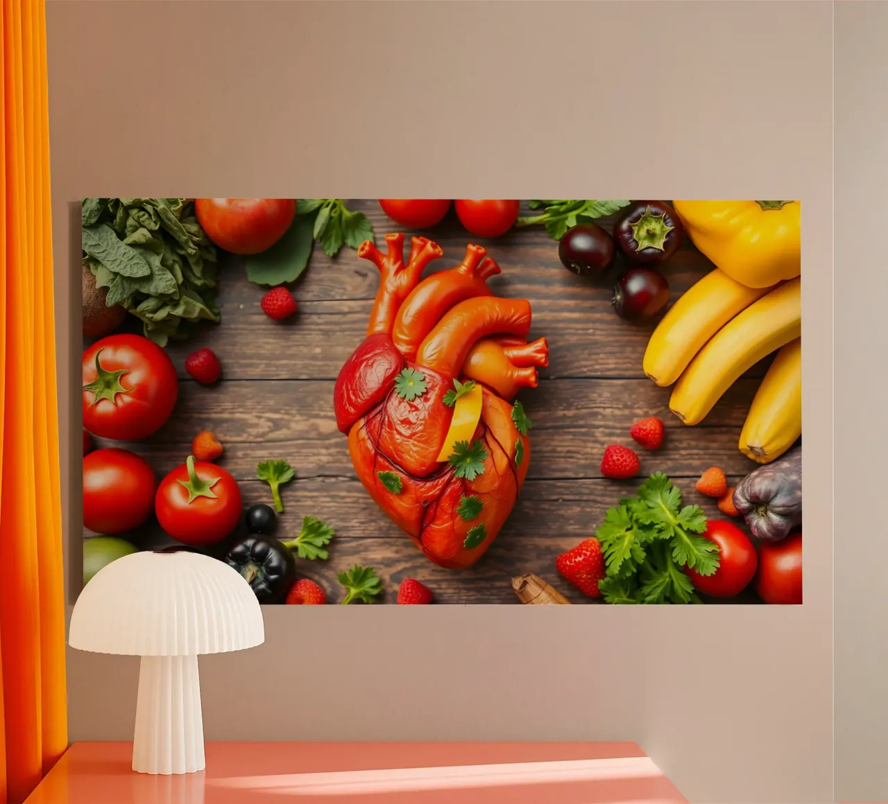 frutta e verdura fresca a forma di cuore tela con Cornice a cassetta da DesignDoodle