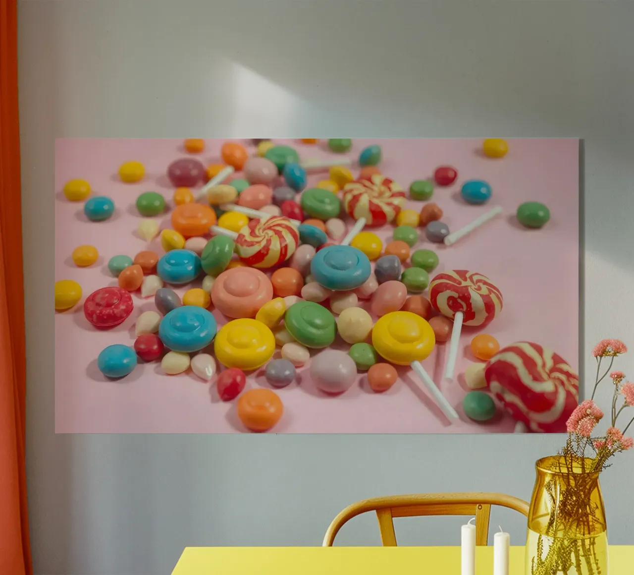 Assortimento di caramelle colorate sparse plexiglass da DesignDoodle