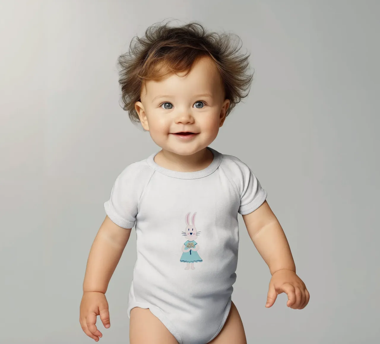 Coniglietta con fiori body neonato maniche corte da nicigabrieldesigns
