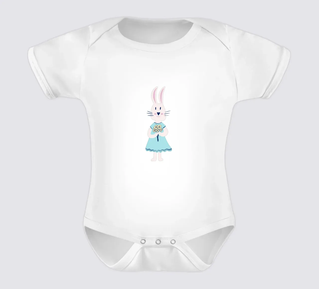 Coniglietta con fiori body neonato maniche corte da nicigabrieldesigns