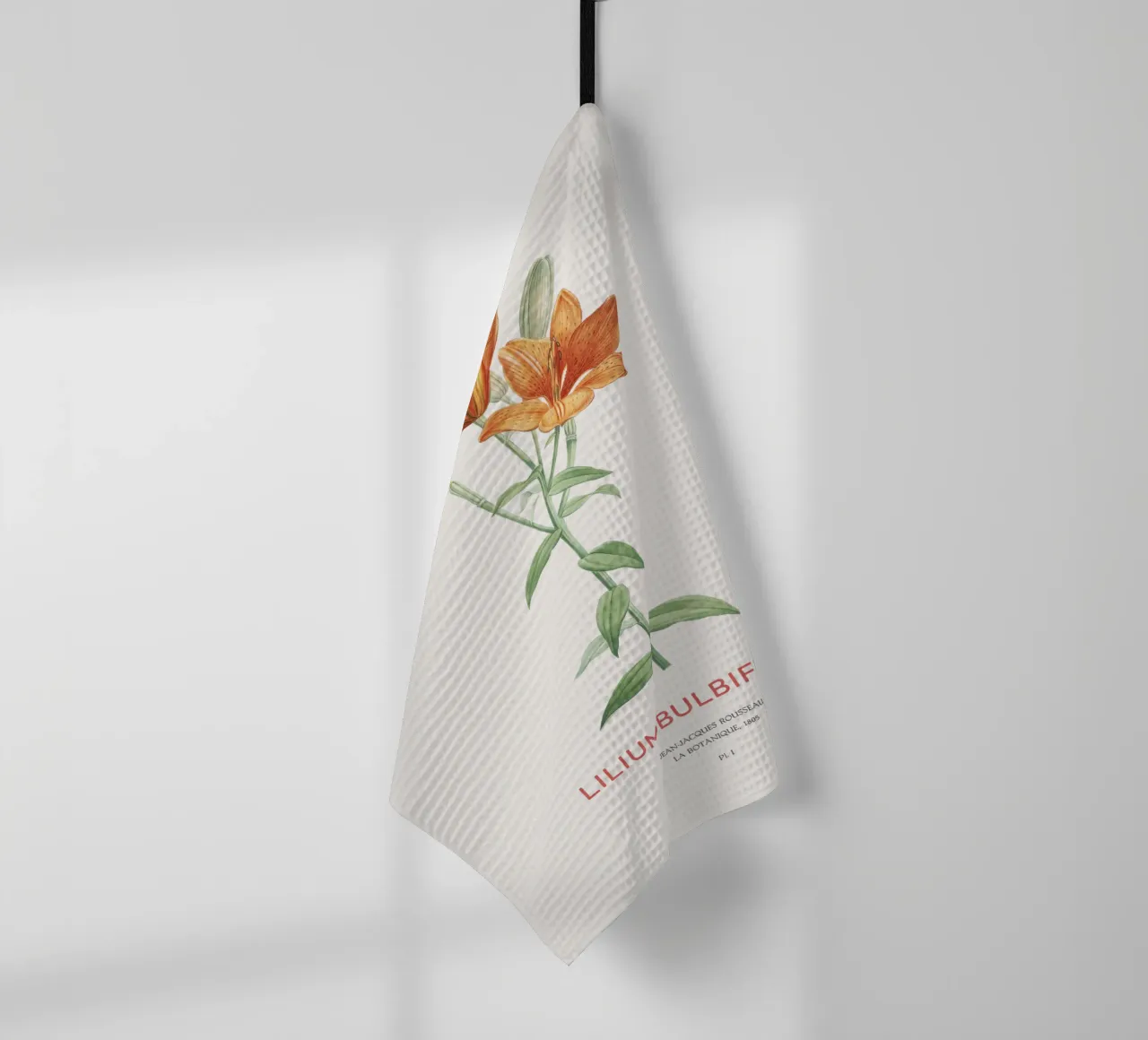 Orangefarbene Lilie oder Lilium bulbiferum Geschirrtuch von Vintagrafica