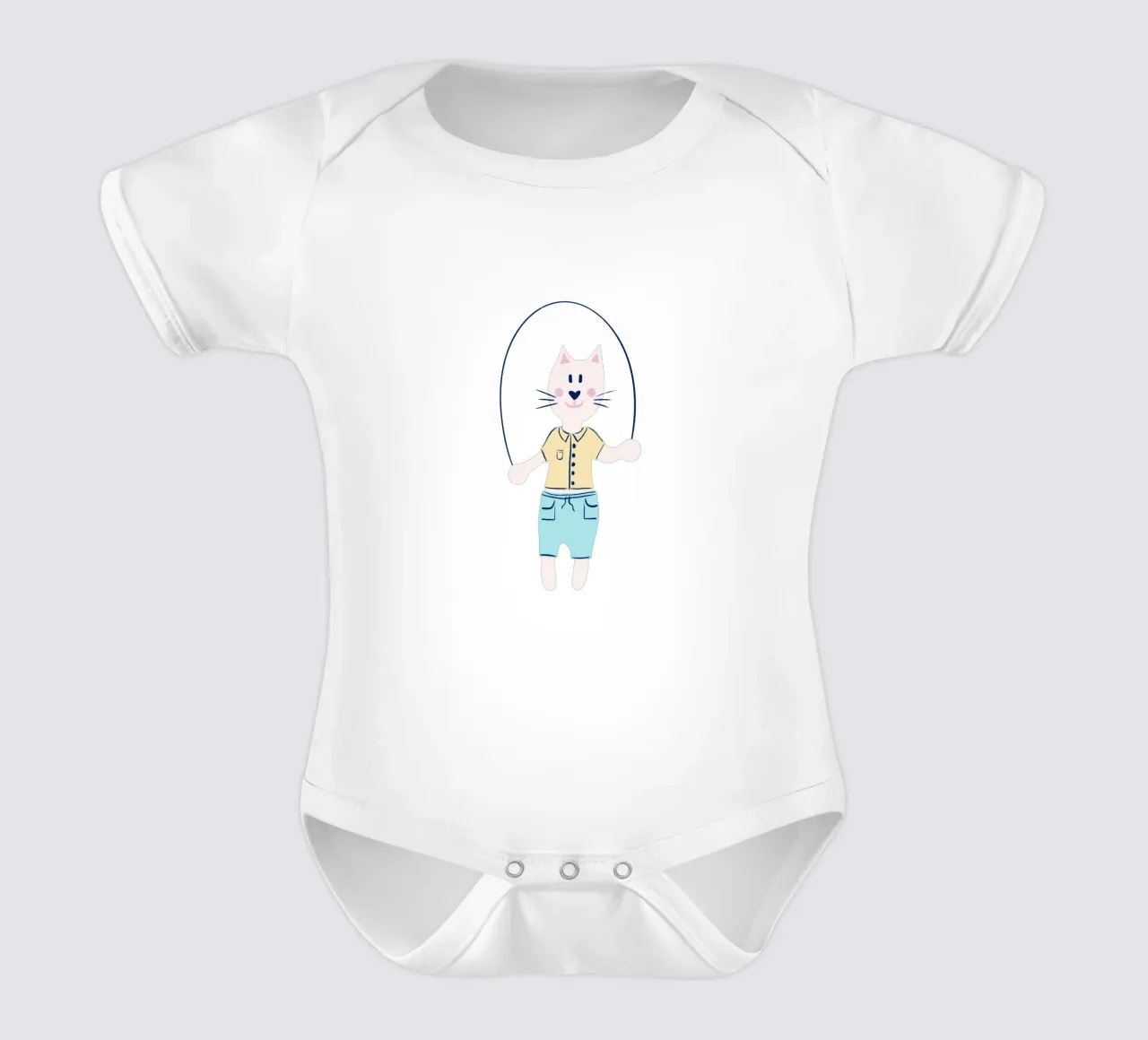Gatto con corda per saltare body neonato maniche corte da nicigabrieldesigns
