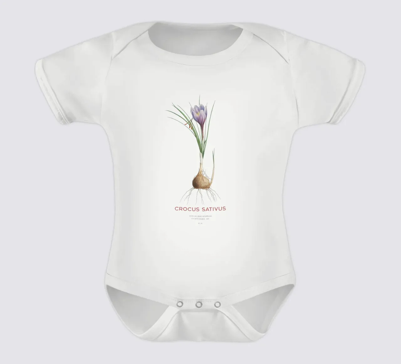 Safran-Krokus oder Crocus sativus Kurzarm Babybody von Vintagrafica