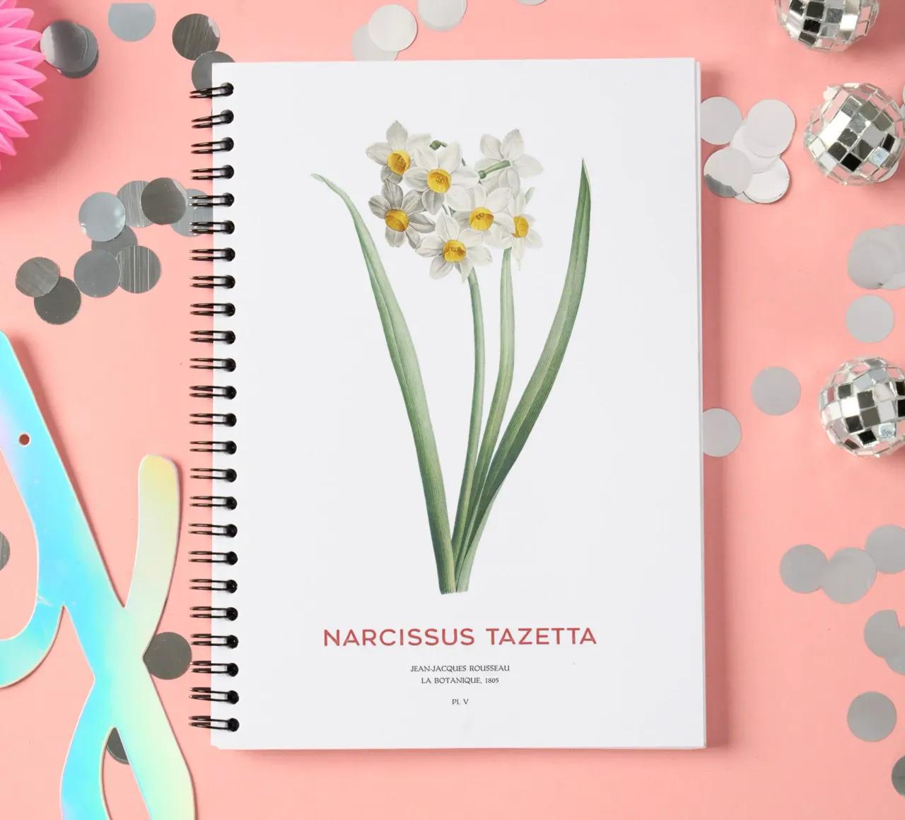 Cream narcissus or Narcissus tazetta spiral notebook by Vintagrafica
