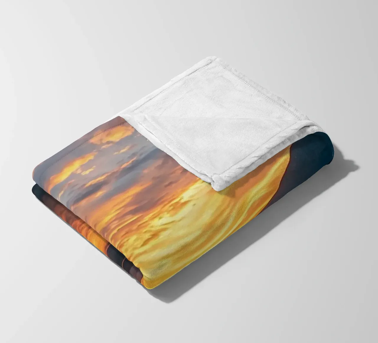 Sunset reflects on calm lake with mountains fleece blanket by DesignDoodle