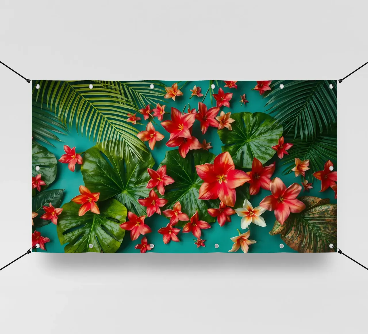 fiori tropicali e foglie verdi telo in pvc da DesignDoodle
