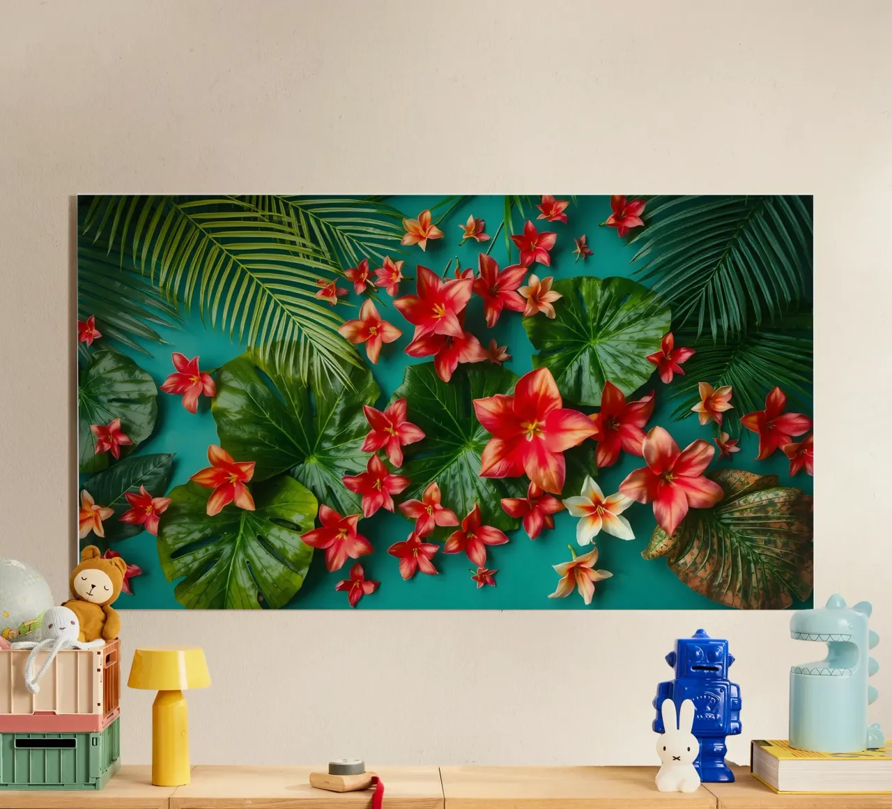 fiori tropicali e foglie verdi plexiglass da DesignDoodle