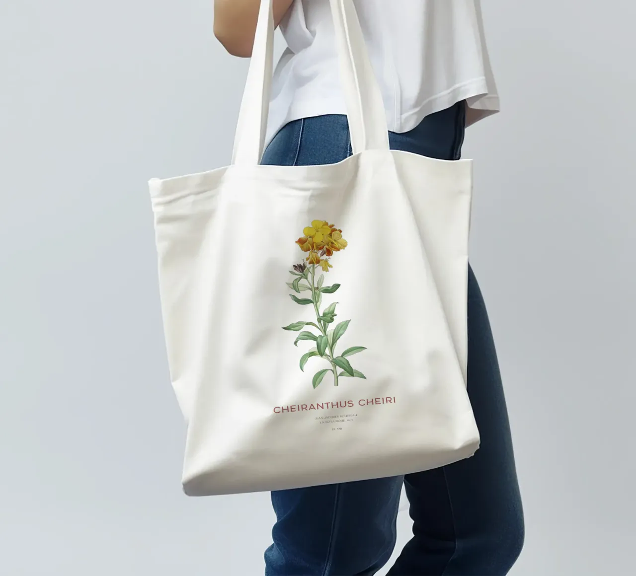 Fiore di campo o Cheiranthus cheiri borsa in juta da Vintagrafica