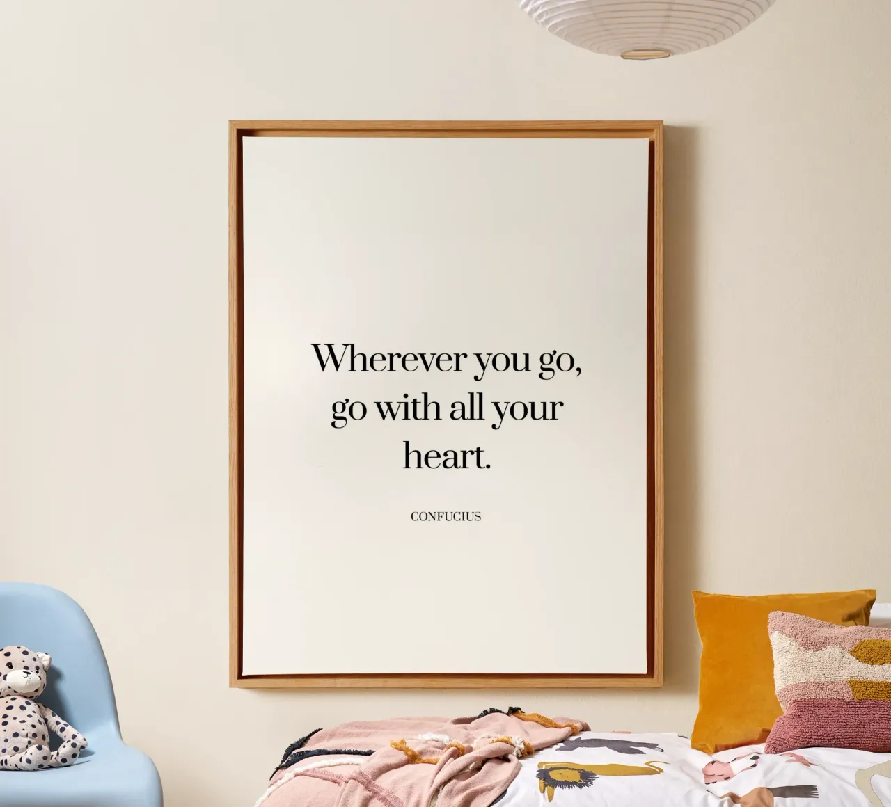 Wherever you go with all your heart quote canvas with Floater frame by Paigaam Studio