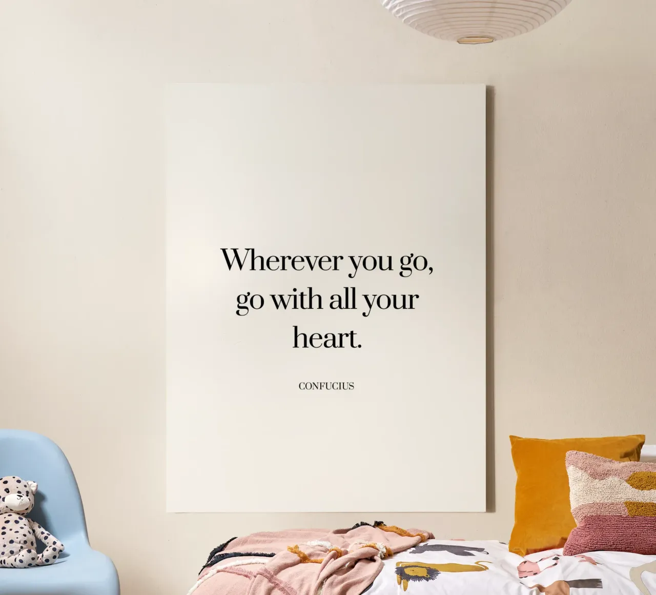 Wherever you go with all your heart quote canvas with Floater frame by Paigaam Studio