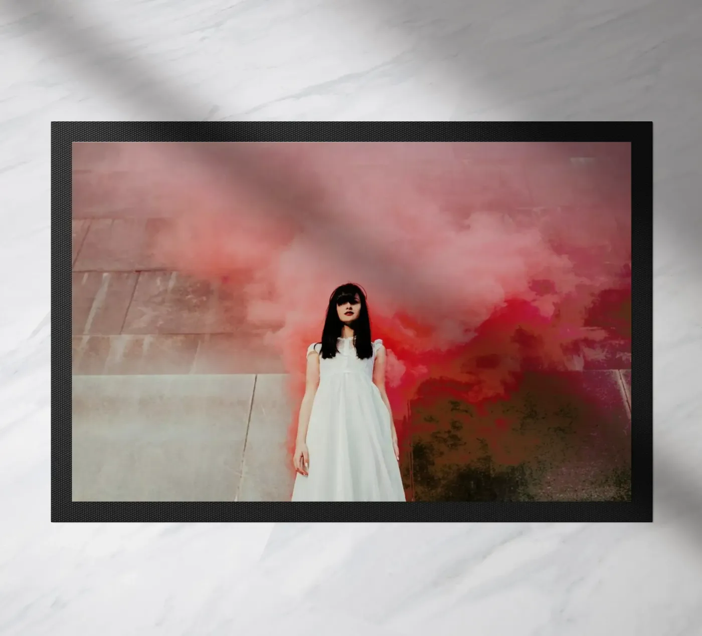 Red Smoke doormat by Jovana Rikalo