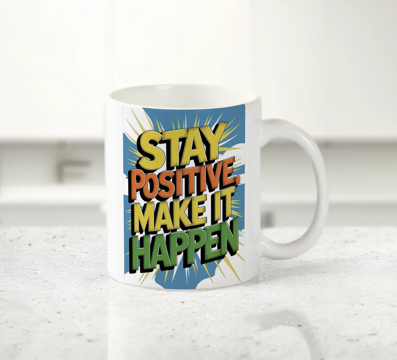 RESTEZ POSITIF. FAITES EN SORTE QUE LES CHOSES SE PASSENT BIEN. mug en céramique de logic
