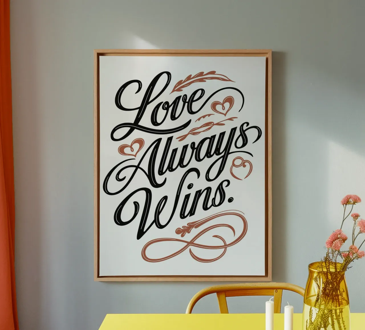 Liefde wint altijd canvas met Baklijst van logic