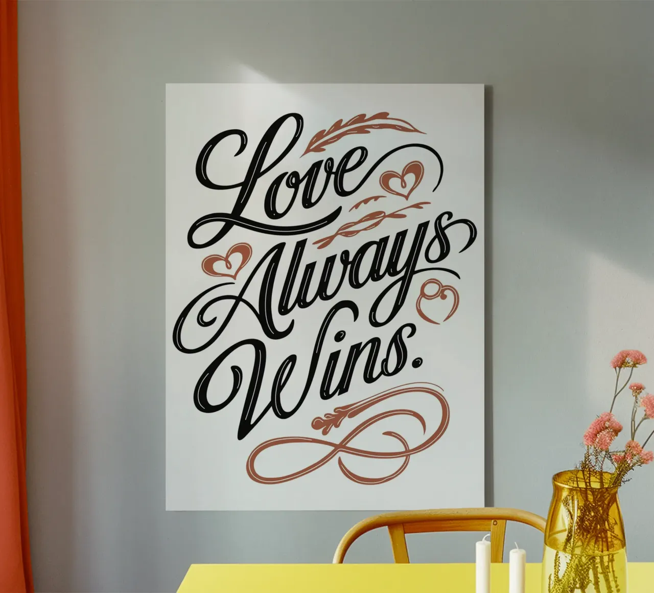 Liefde wint altijd canvas met Baklijst van logic