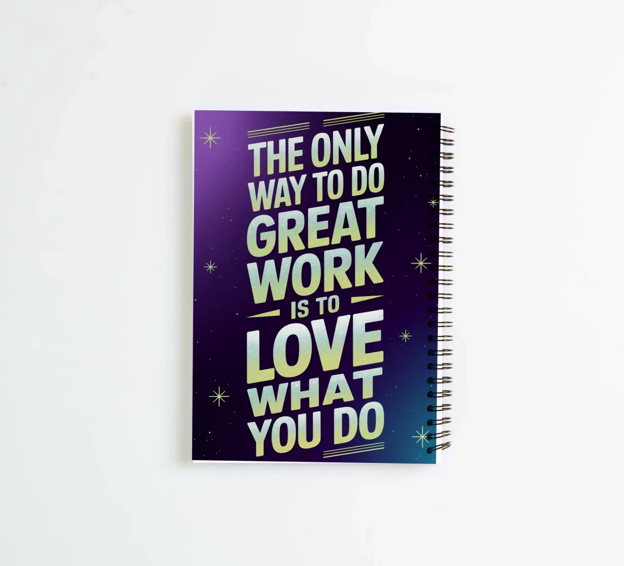 La única forma de hacer un gran trabajo es amar lo que haces. cuaderno de espiral de logic