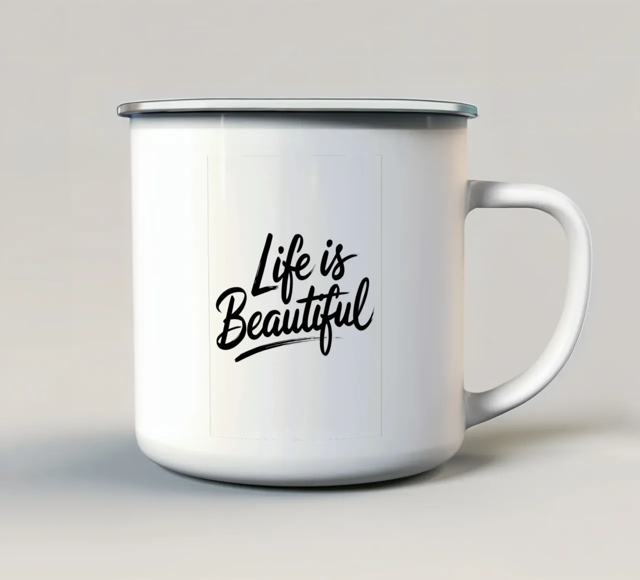 La vita è bella tazza in smalto da logic