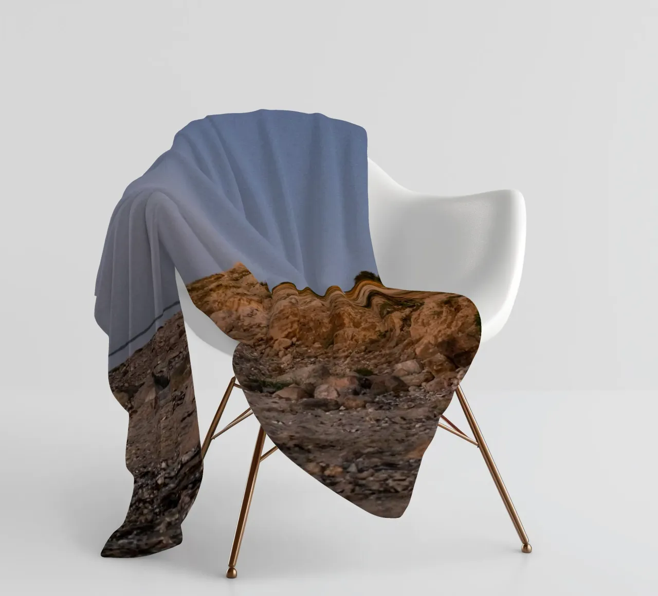 Felsen am Strand in der Dämmerung fleece blanket by Stina Freytag
