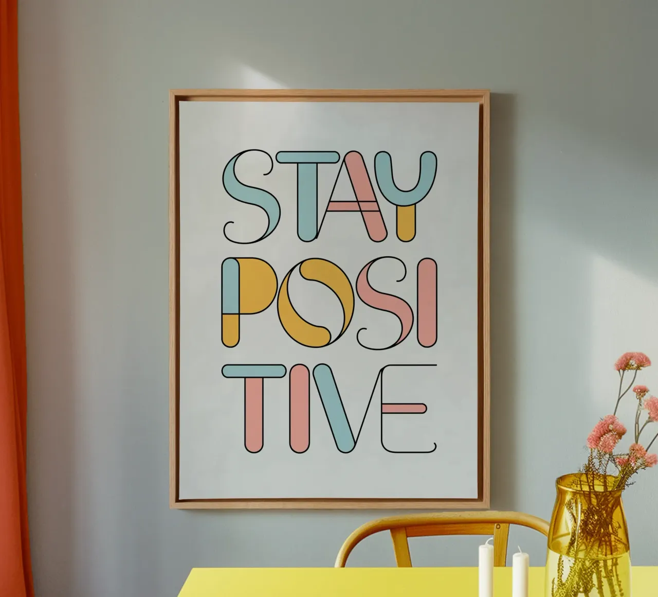 POSITIEF BLIJVEN canvas met Baklijst van logic