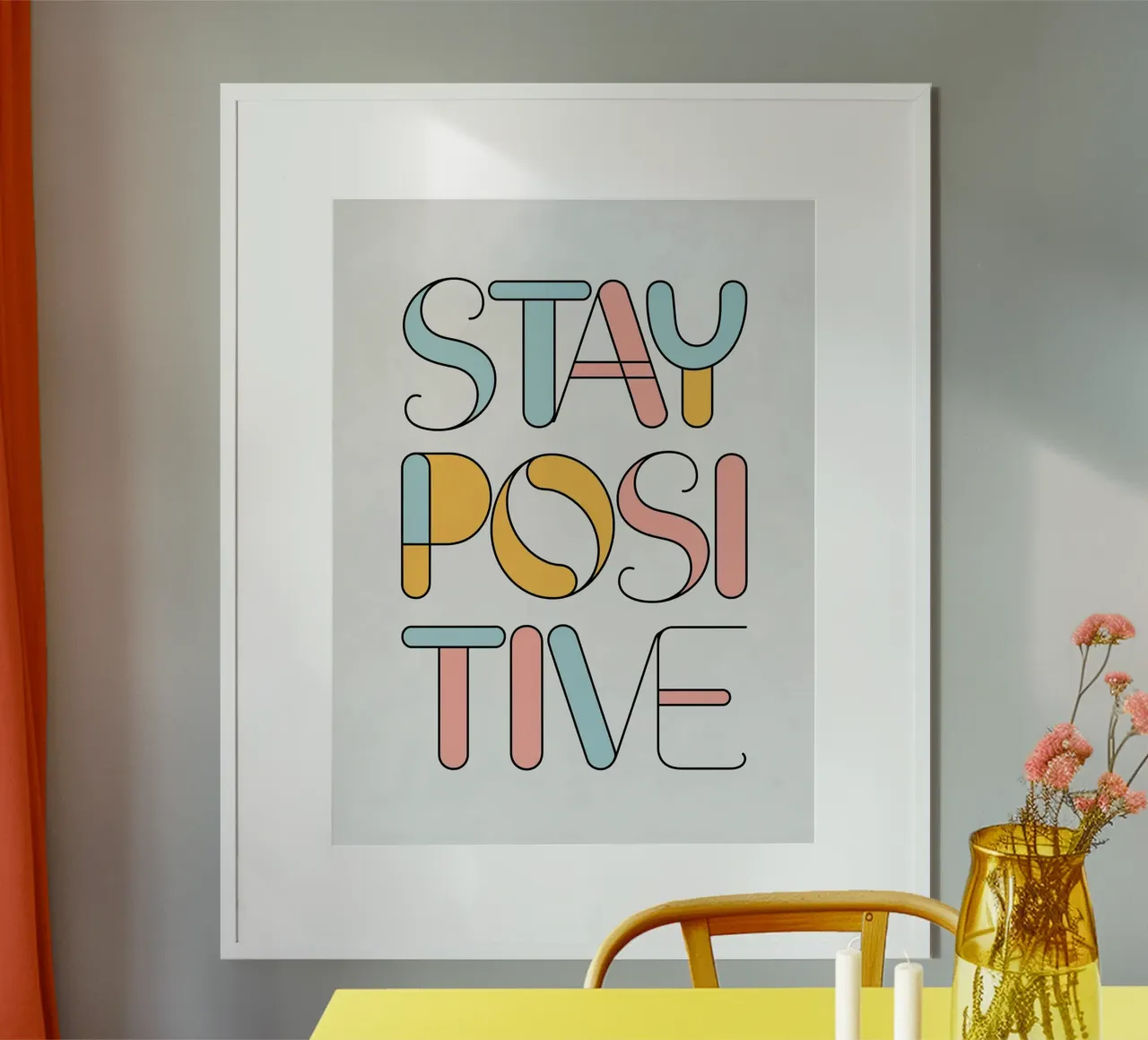 RIMANERE POSITIVI poster con telaio in plastica da logic