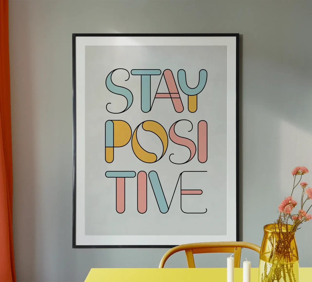 RIMANERE POSITIVI poster con telaio in plastica da logic