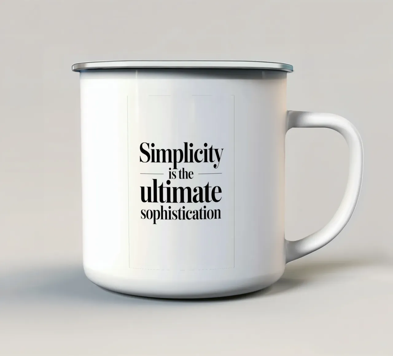 La semplicità è il massimo della raffinatezza tazza in smalto da logic