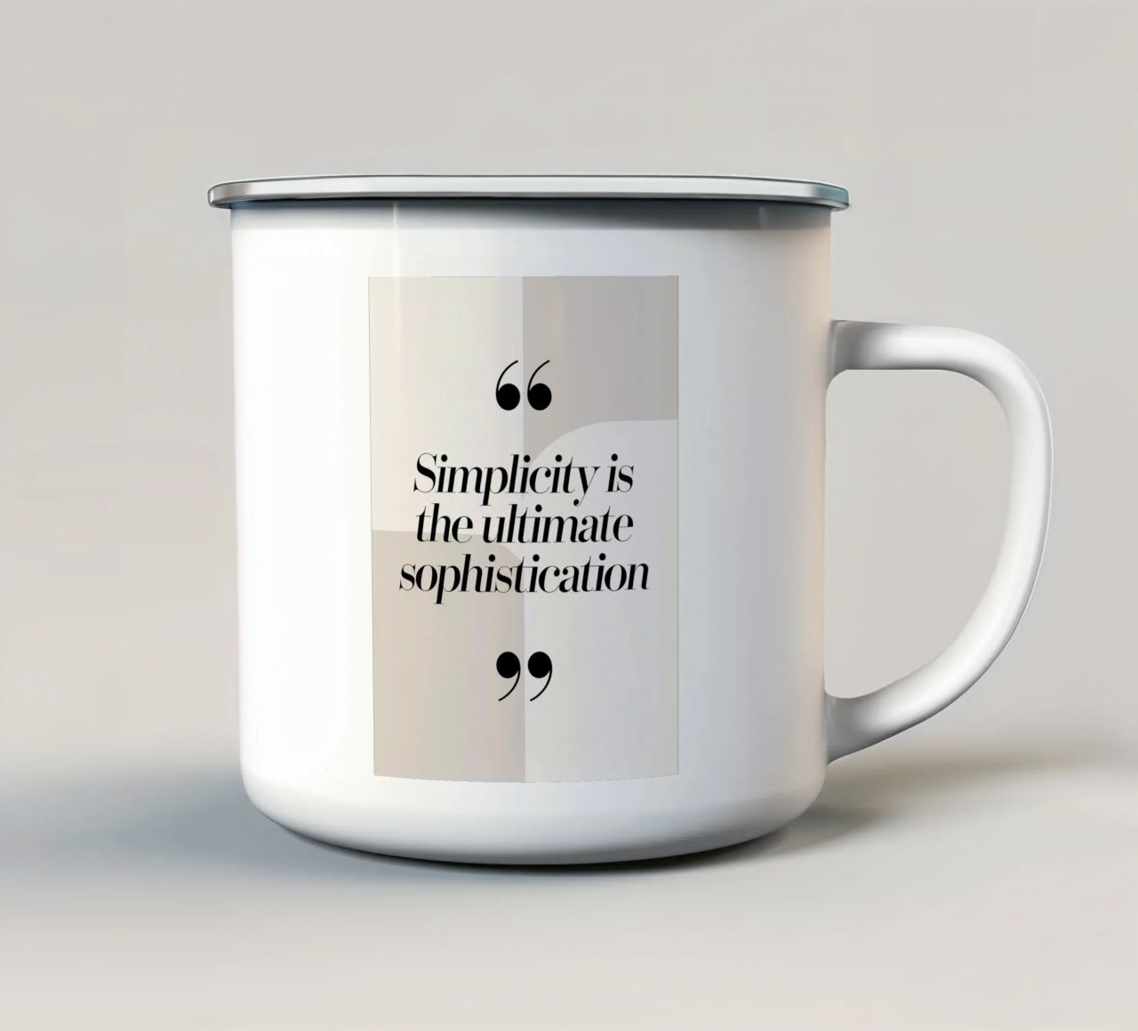 La semplicità è il massimo della raffinatezza tazza in smalto da logic