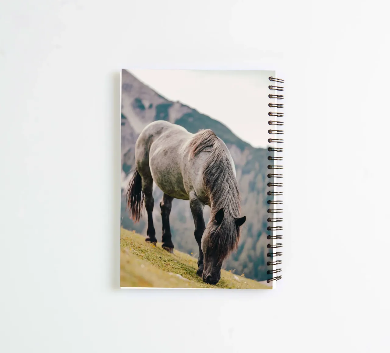 Pferd in Österreich aus einer Weide in den Bergen, Kaltblüte spiral notebook by Stina Freytag