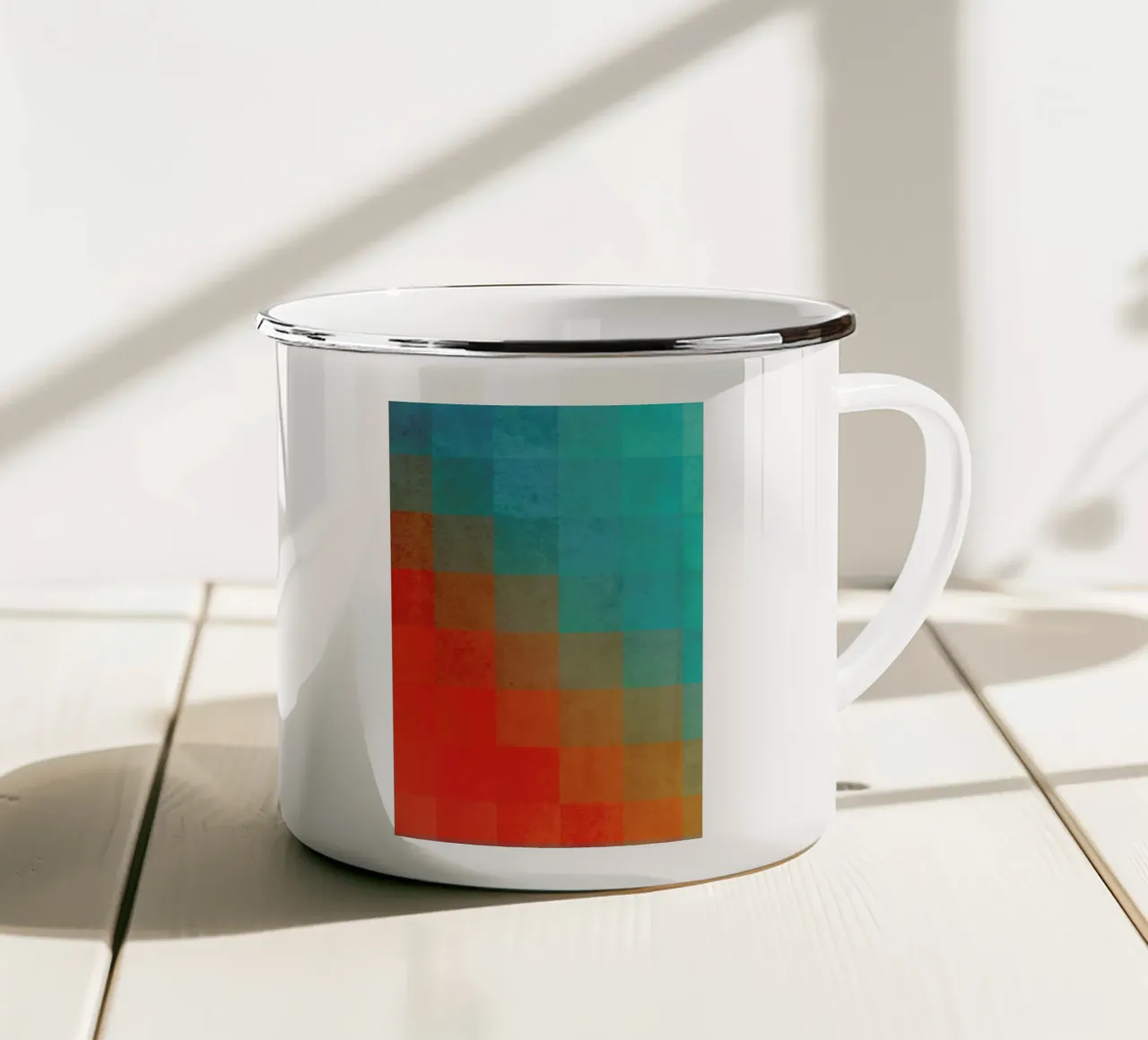 Beach Pixel Surface taza de esmalte de Danny Ivan