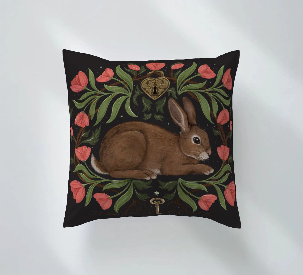 Rabbit In The Secret Garden cuscino da Laura Graves