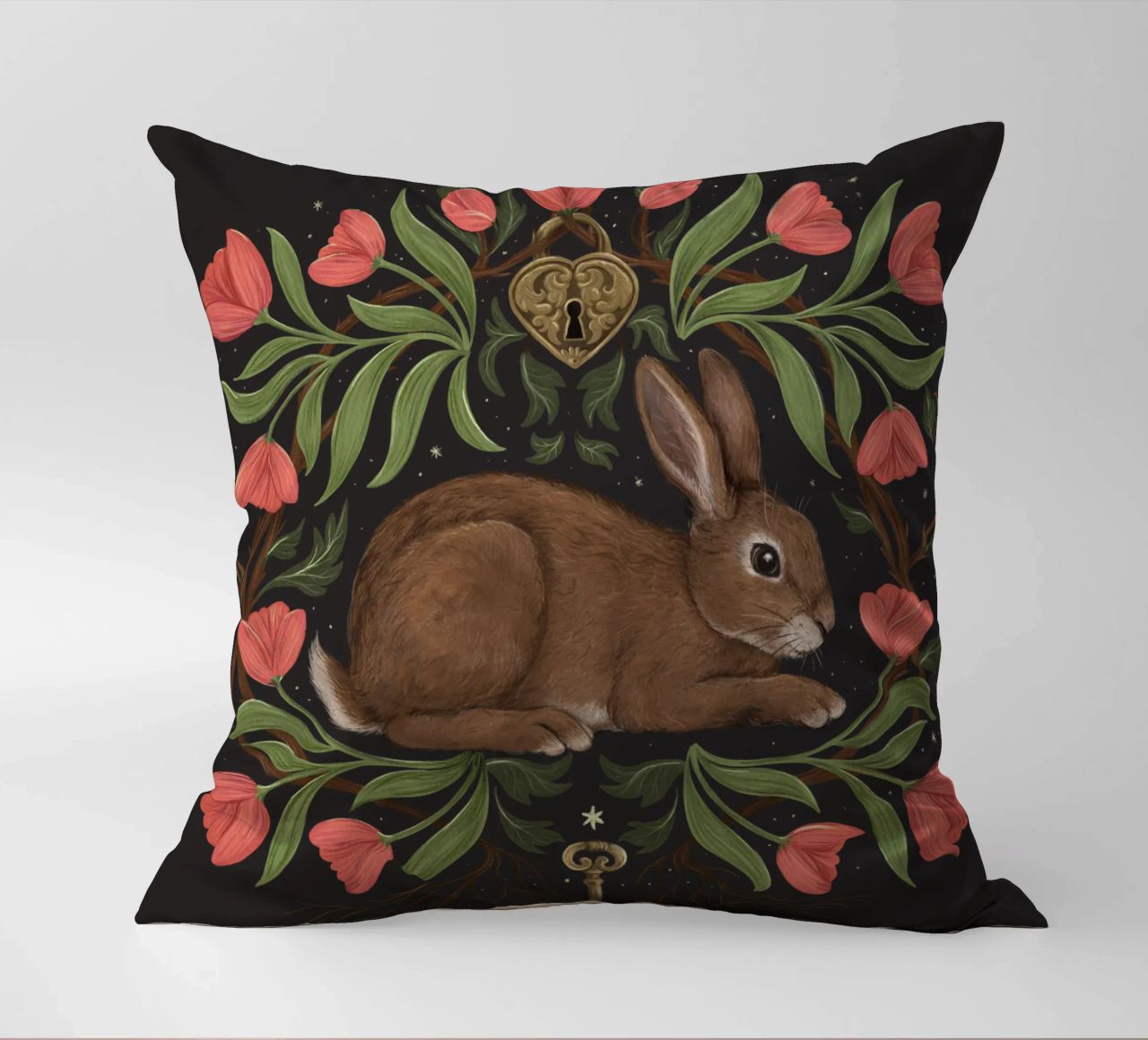 Rabbit In The Secret Garden cuscino da Laura Graves