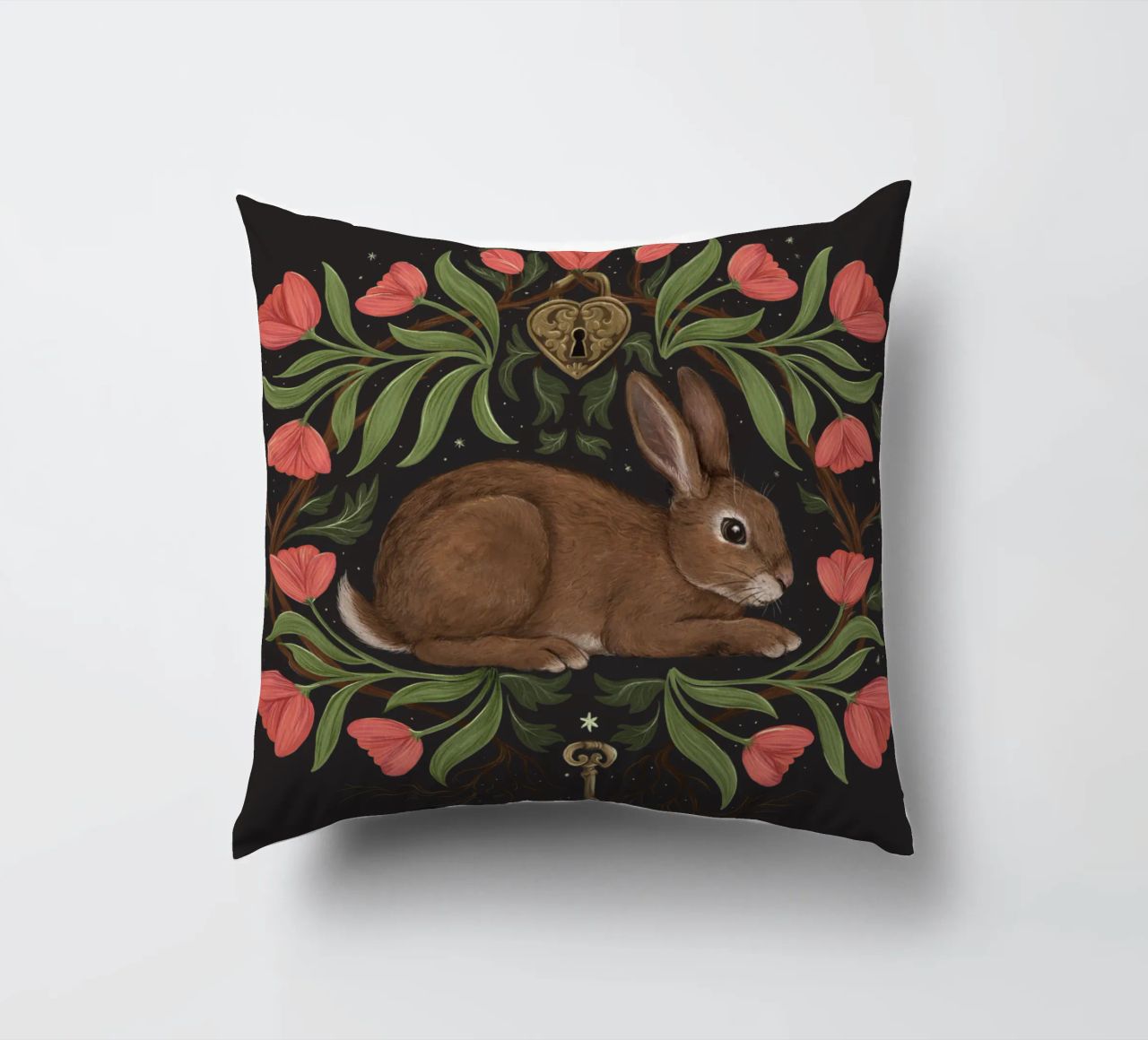 Rabbit In The Secret Garden cuscino da Laura Graves