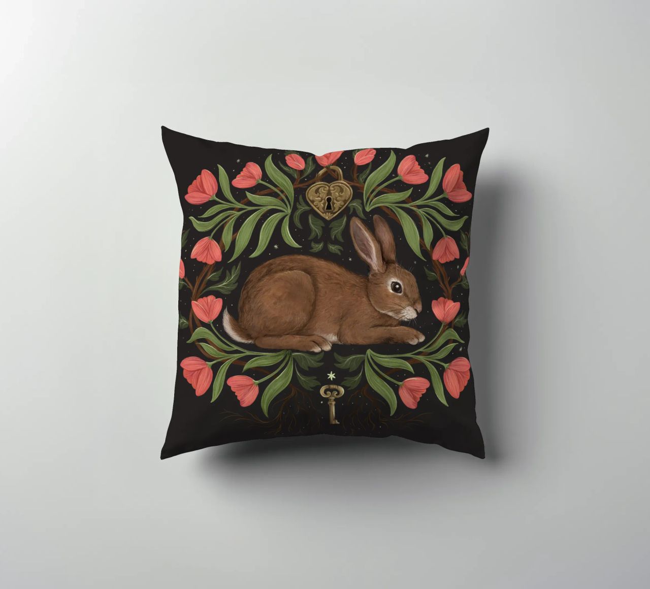 Rabbit In The Secret Garden cuscino da Laura Graves