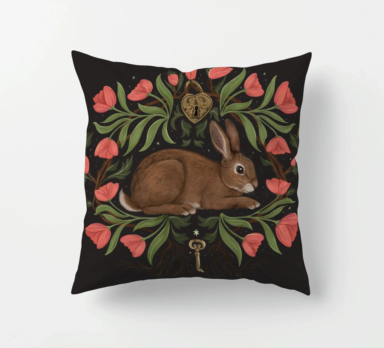 Rabbit In The Secret Garden cuscino da Laura Graves