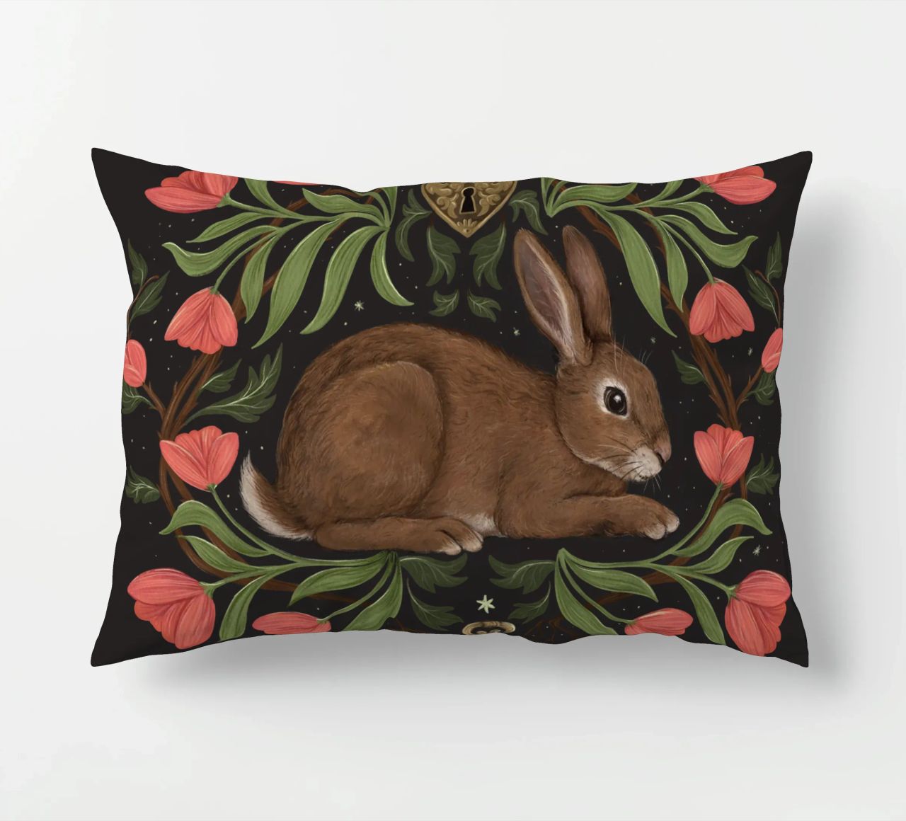 Rabbit In The Secret Garden cuscino da Laura Graves