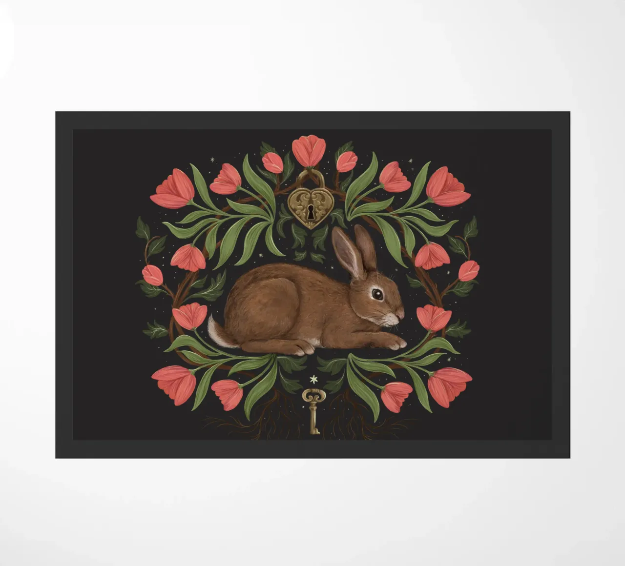 Rabbit In The Secret Garden felpudo de Laura Graves