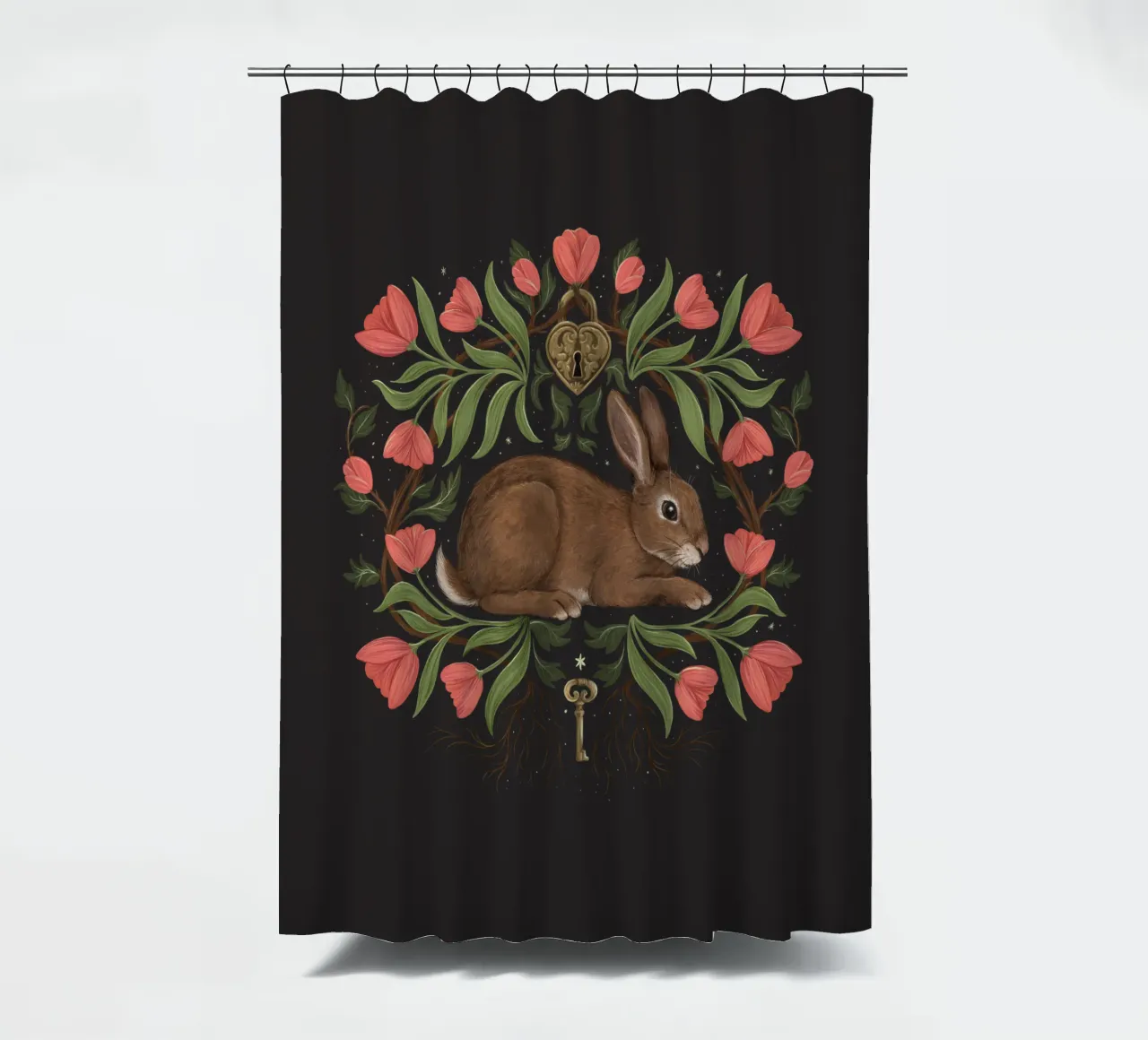 Rabbit In The Secret Garden tenda da doccia da Laura Graves
