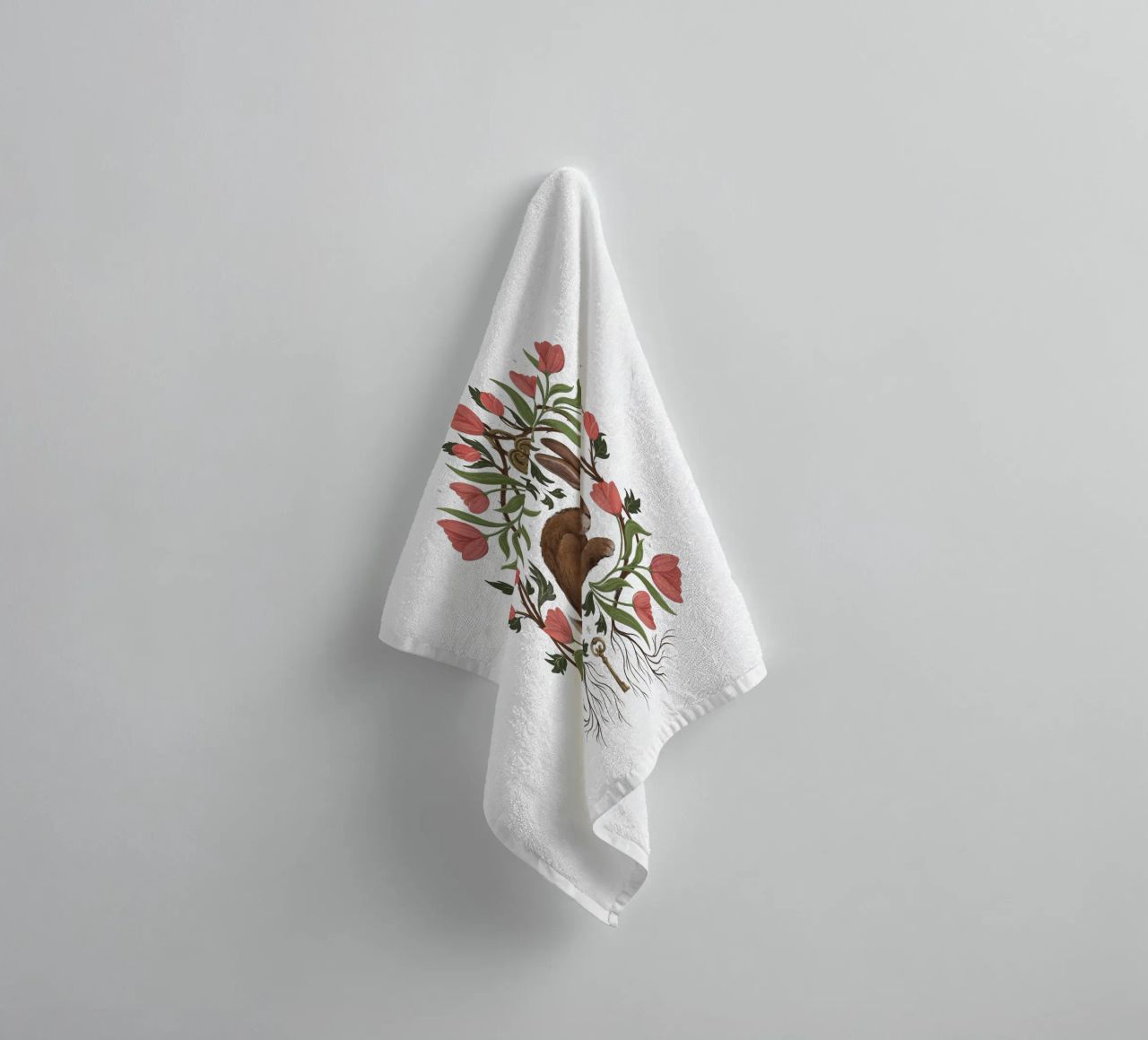 Rabbit In The Secret Garden towel by Laura Graves
