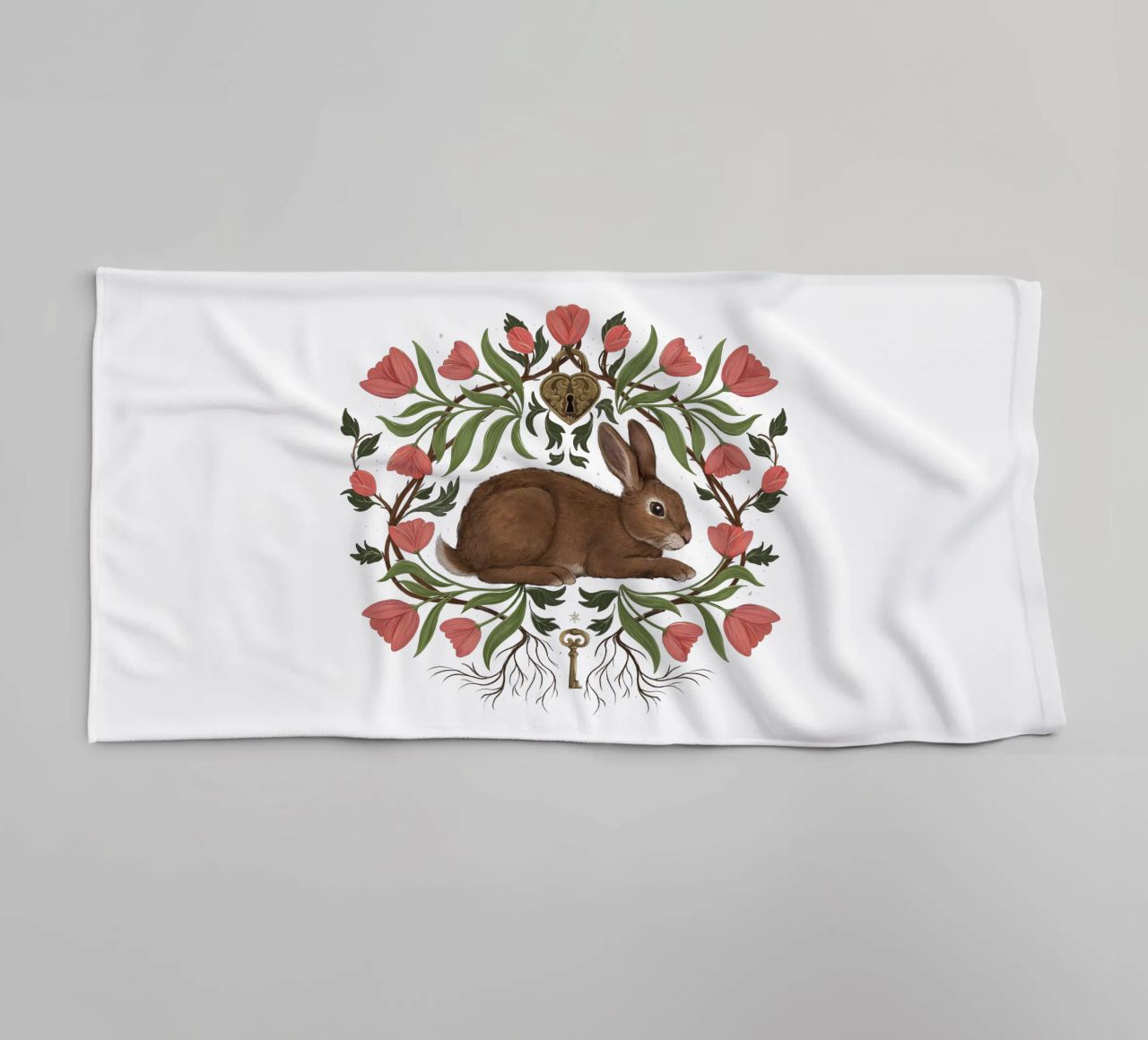 Rabbit In The Secret Garden towel by Laura Graves