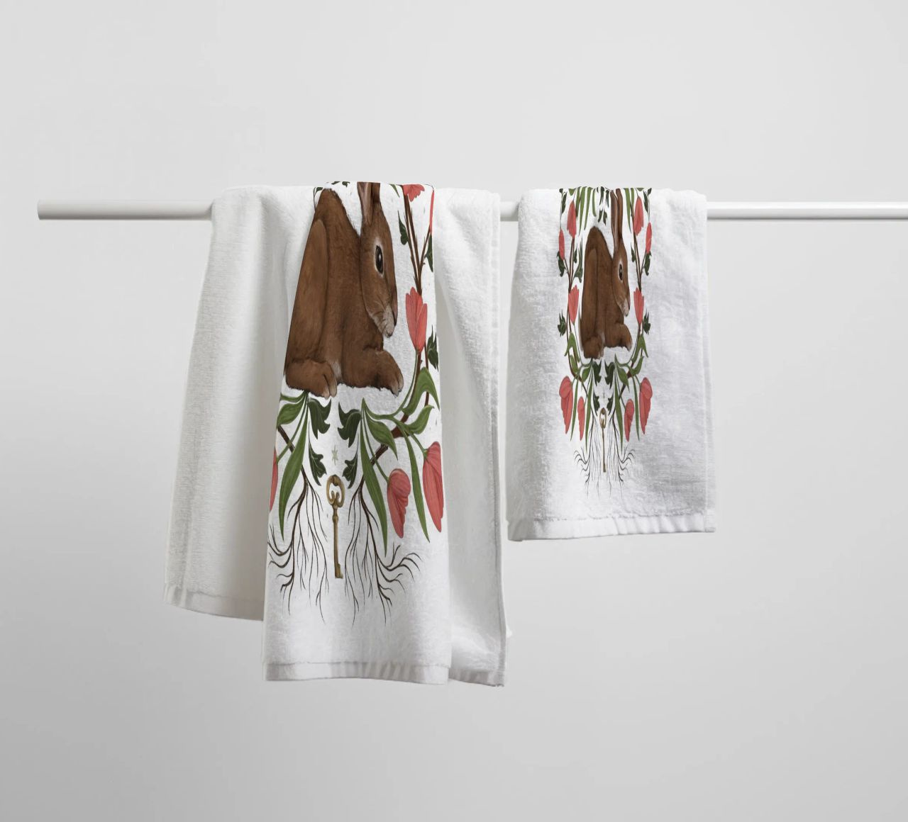 Rabbit In The Secret Garden towel by Laura Graves